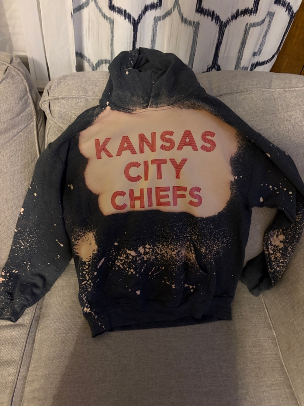 Kansas City Chiefs Black Bleach-Effect Hoodie